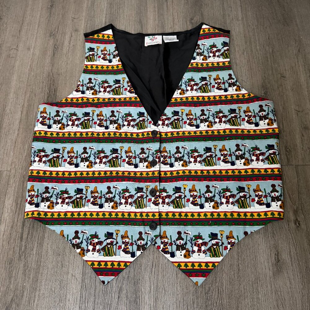 Nutcracker Ladies Christmas Vest Snowman Ugly Christmas Sweater Size L